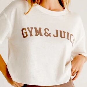 ZSupply Activewear Vintage Gym & Juice Cropped Tee Size XS cotton knit